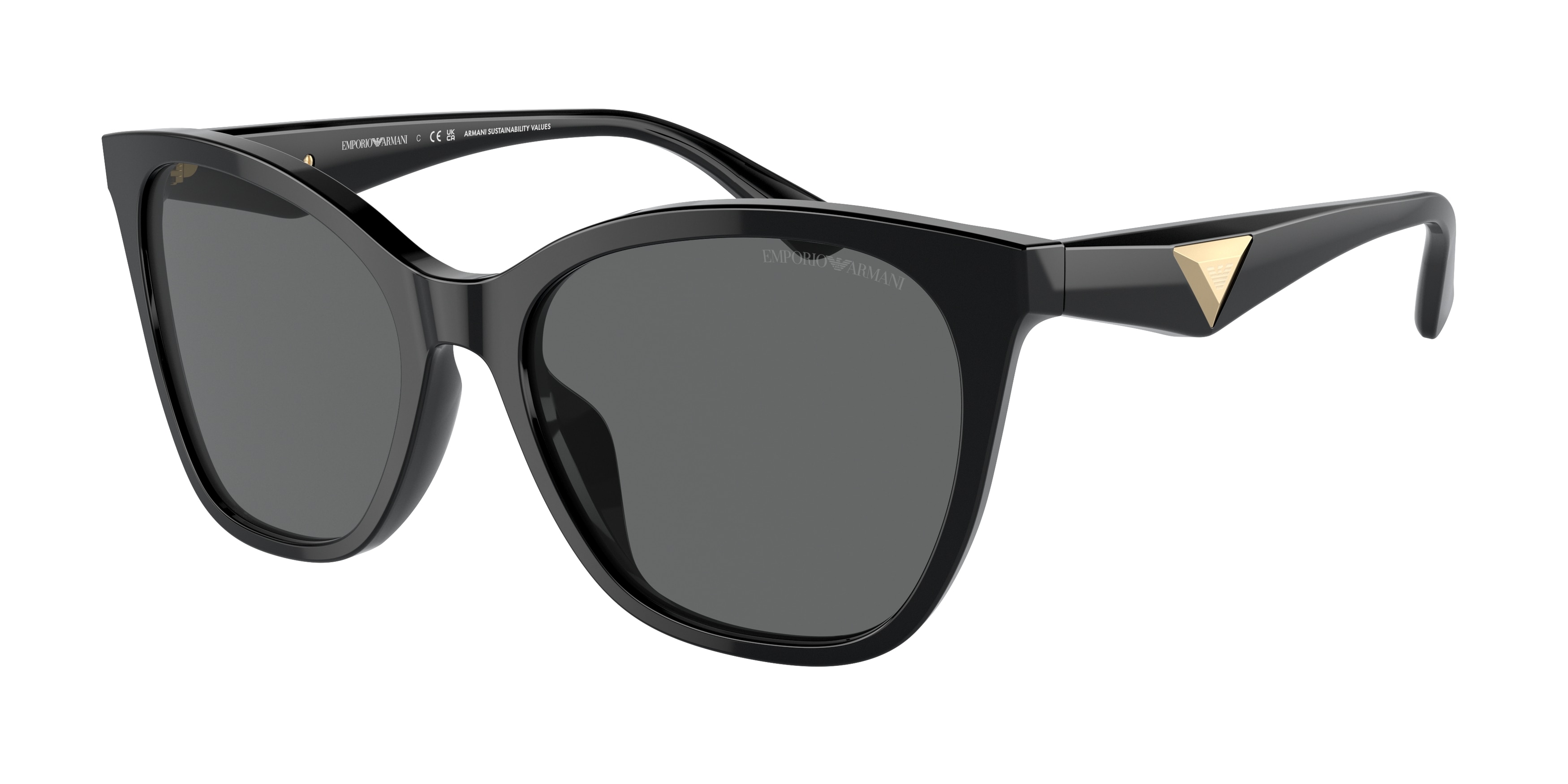 Emporio Armani Damen EA4222U 501787 Sonnenbrillen Acetat Schwarz Grau Schmetterling Normal-image